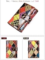 Vista 2 de Carteras multicolor para mujer, tarjetero de cuero genuino, monederos grandes, embrague para teléfono, Diamante multicolor-S, Cartera