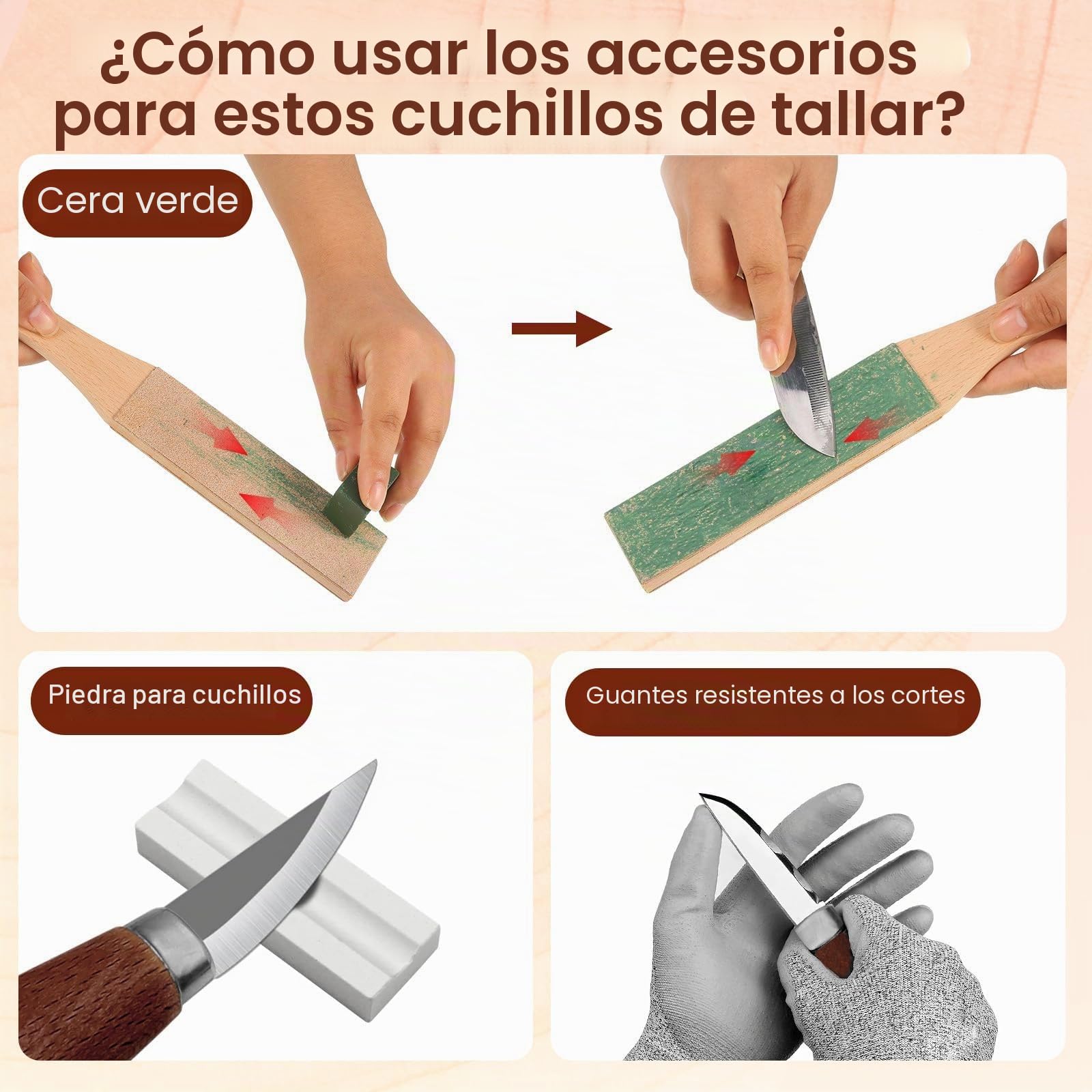 Juego de 17 cuchillos para tallar de madera para principiantes, seguro y sencillo, selección completa de herramientas con guantes, bolsa de herramientas