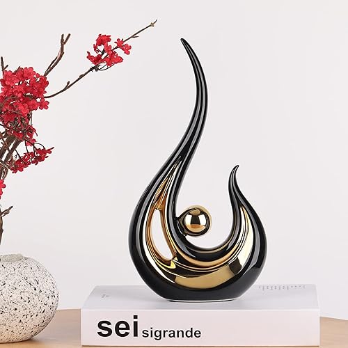 Miniatura 5 de LCCCK Estatuas abstractas de oro negro para decoración del hogar, acento moderno de escultura de cerámica, estatuas decorativas para sala de estar,