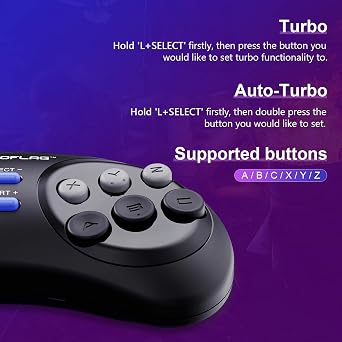 RetroFlag Classic 2.4G Controller, 6-Buttons Gamepad for Sega Genesis Mini 2 / Mini, Window, PC, Switch/Switch OLED and Raspberry Pi