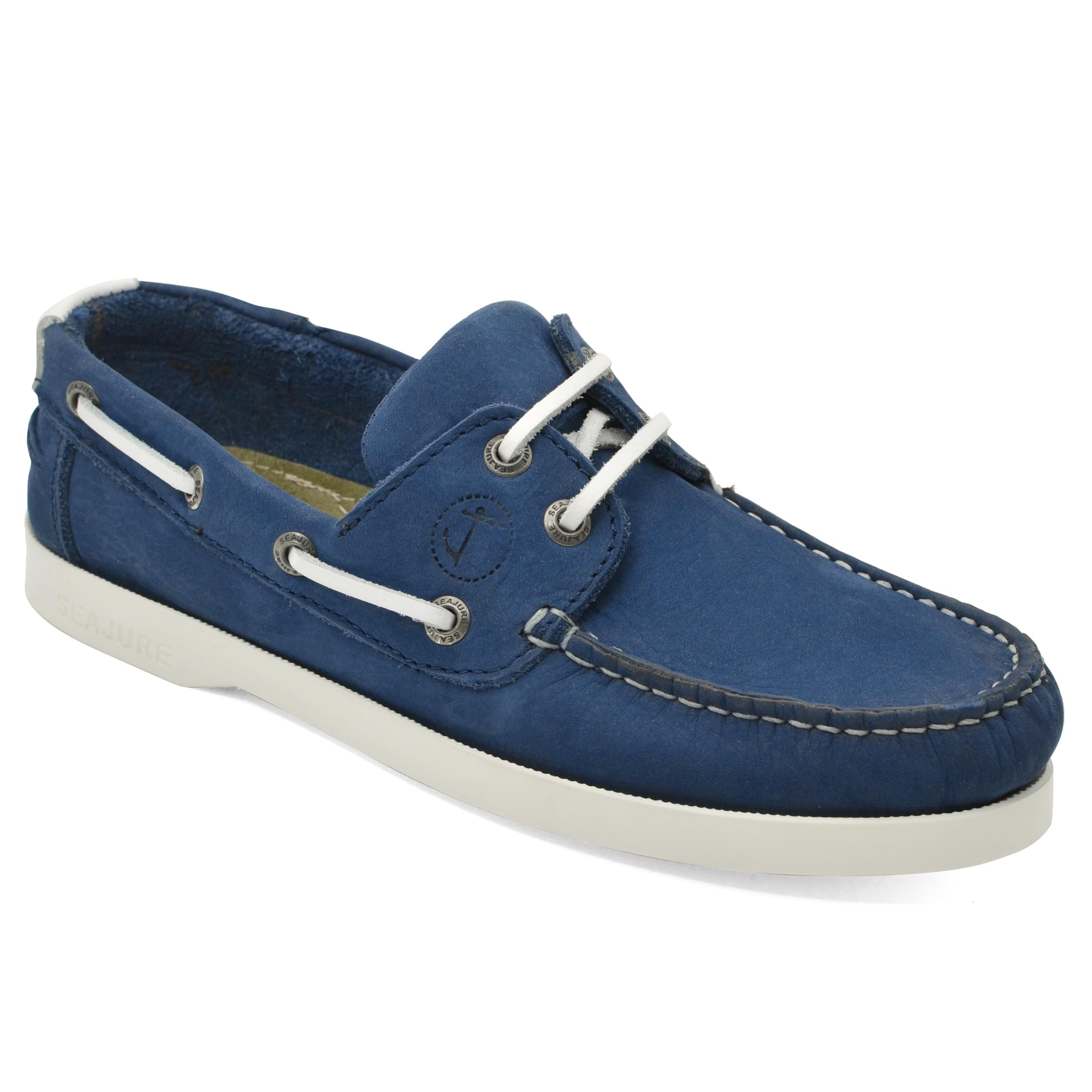 Seajure Damen Bootsschuhe Sotavento Blau und Weiß Nubukleder