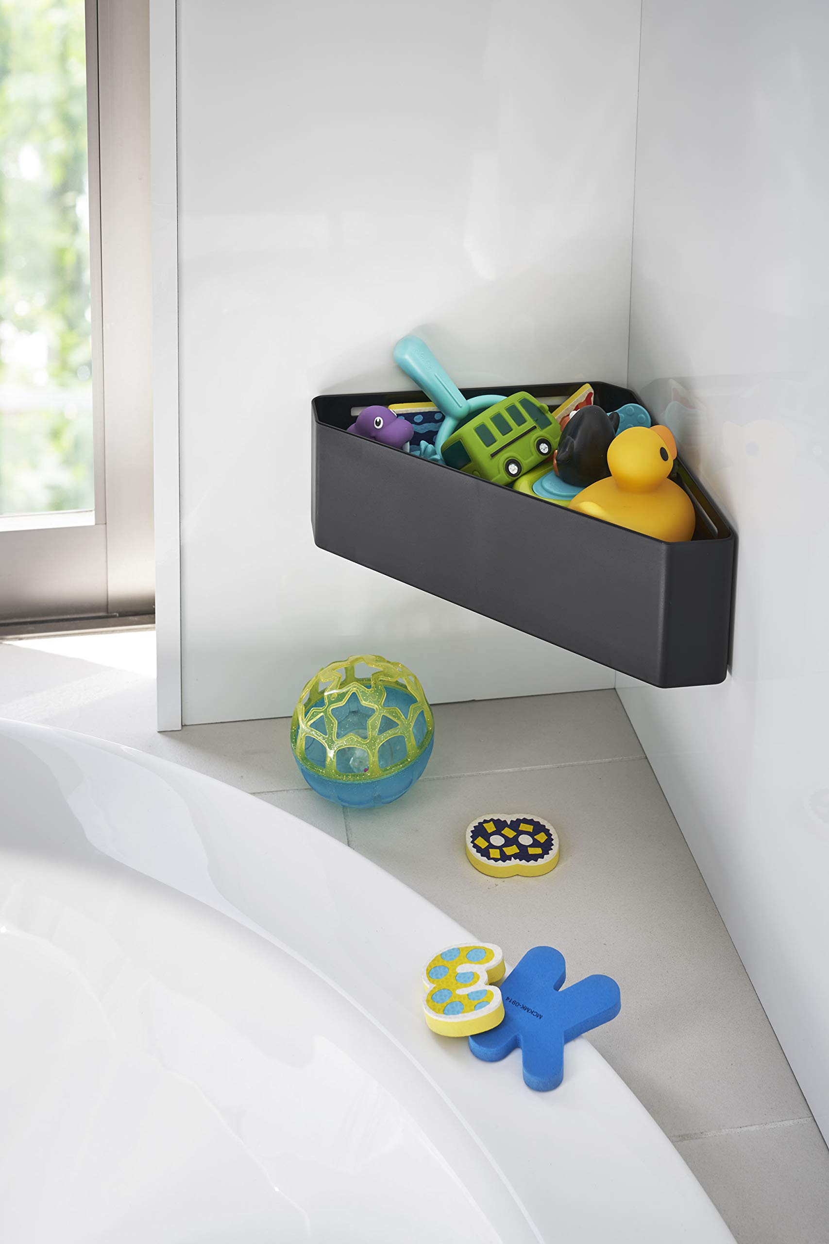 置物 Uri Yamazaki Industries 4265 Magnetic Bathroom Corner Toy Rack, Black