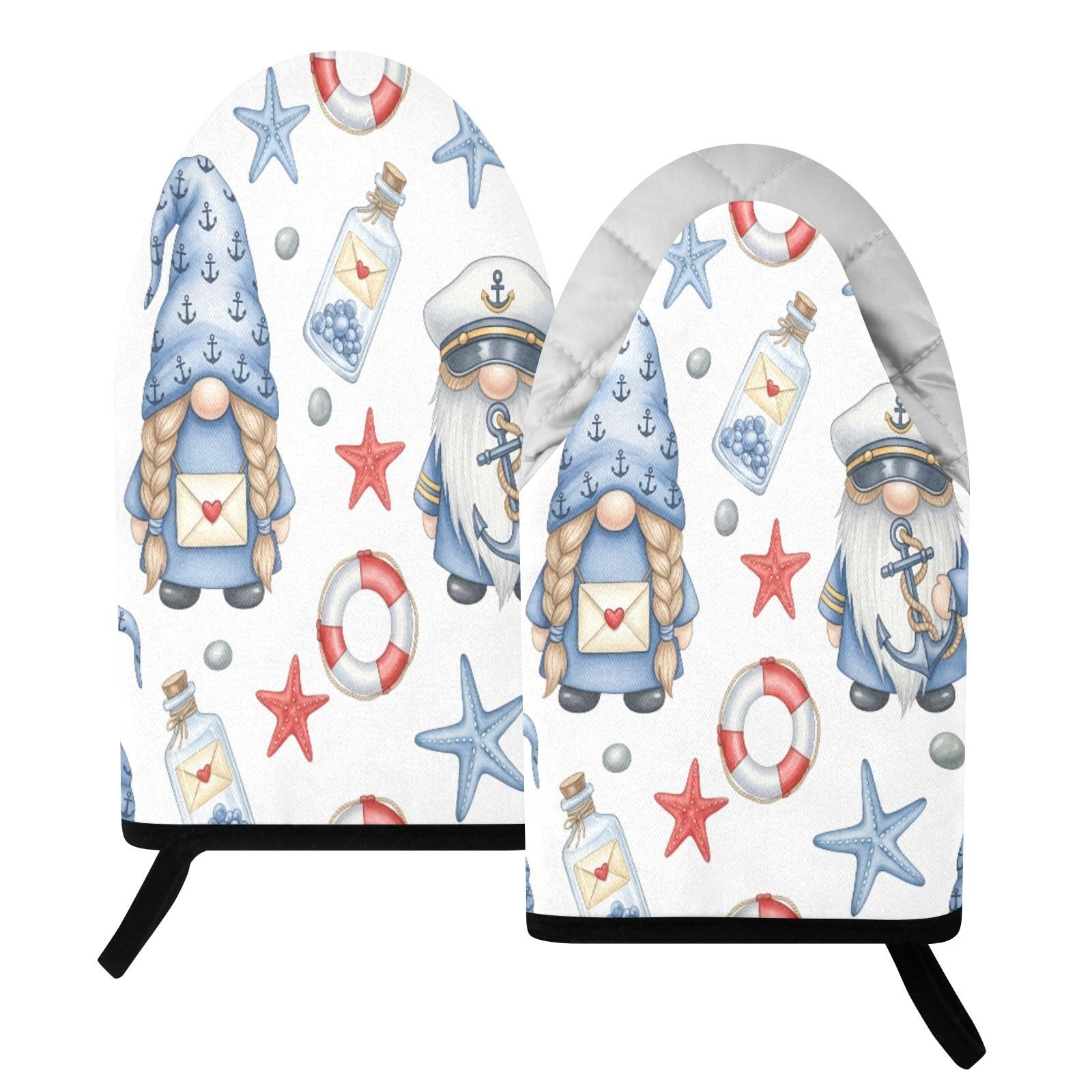 BURSTDDY Starfish Gnome Oven Mitt,Heat Resistant Kitchen Mitts for Cooking