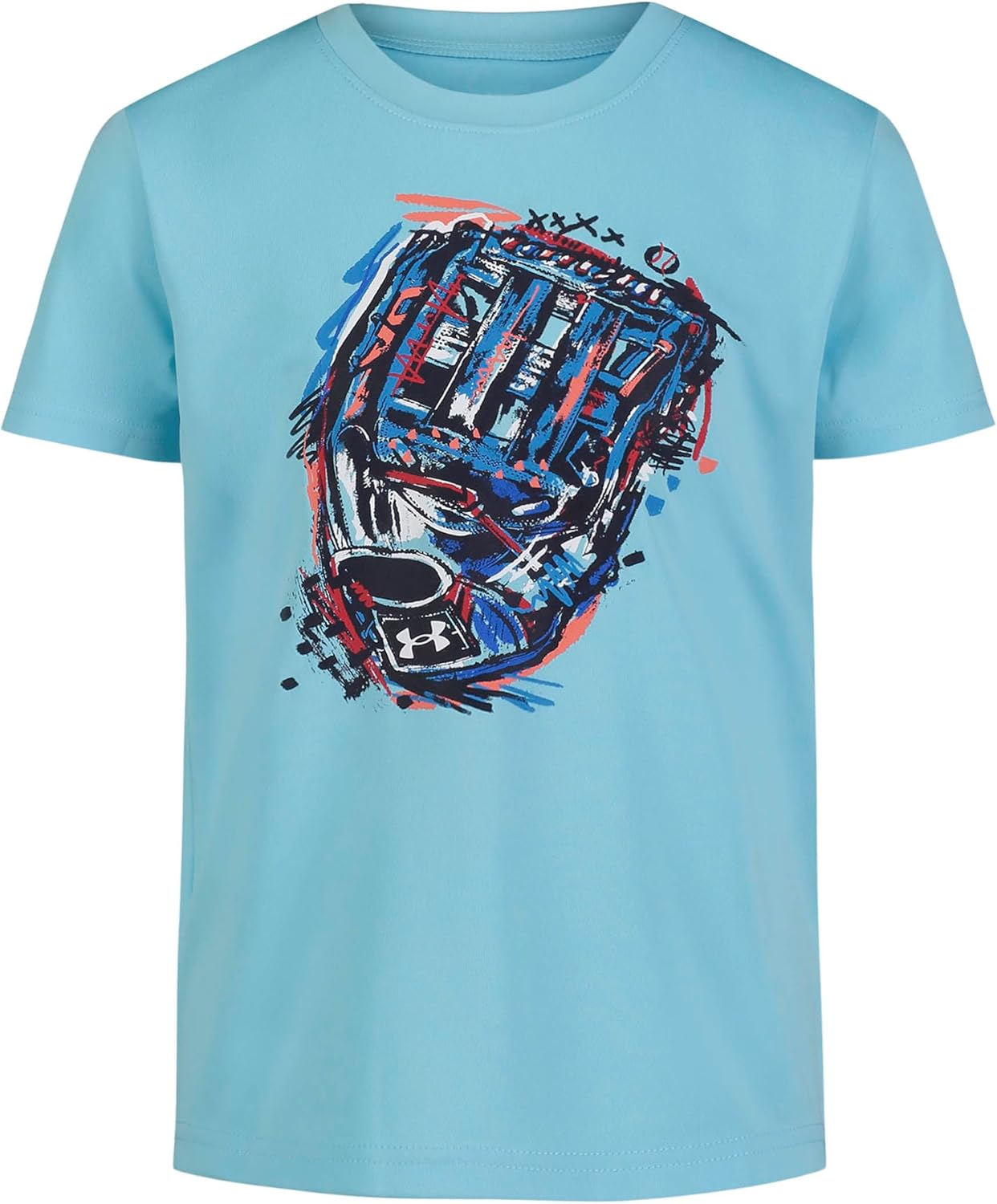 Under Armour Boys' Short Sleeve Baseball Graphic T-Shirt, Lightweight & Breathable, Relaxed Fit, Brushy Mitt Blue, 4
