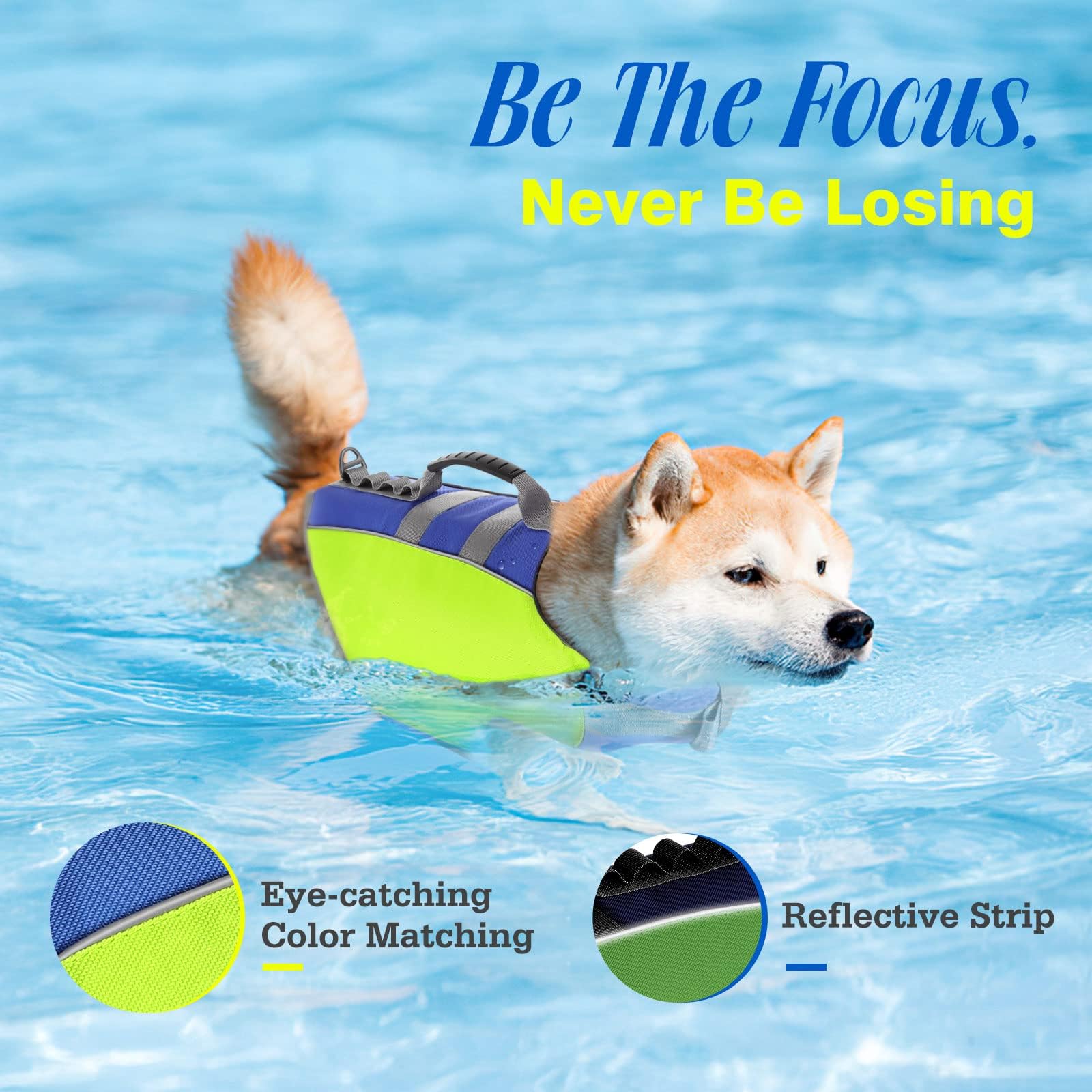 Pawaboo Chaleco Salvavidas para Perros, Chaleco de Seguridad Ajustable para Mascotas con Asa & Banda Reflectante, Abrigo para Natación Flotante Duradero para Nadar,Surf,Navegar, Amarillo Brillante, L