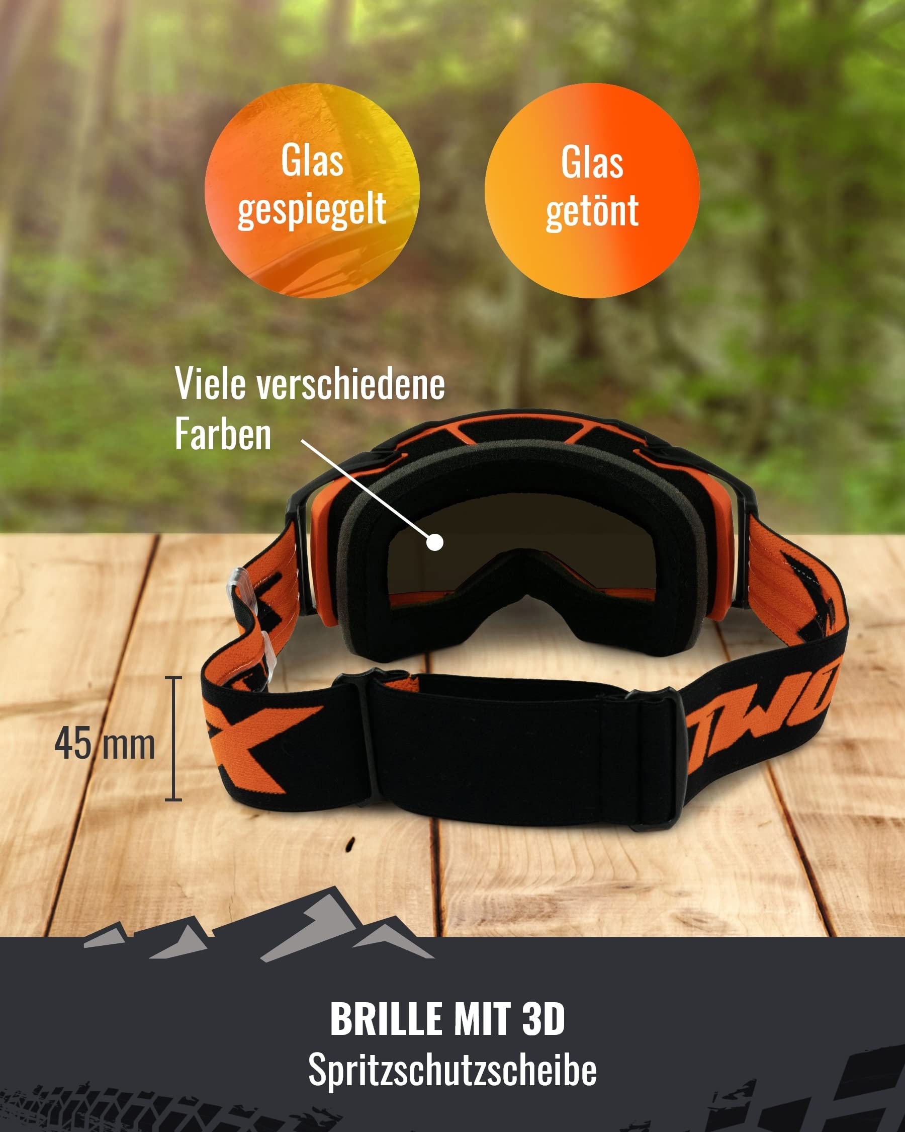TWO-X Cross-Brille - Motocross-Brille - Kratzfeste Motorrad-Brille - Enduro & Downhill - Modell Atom
