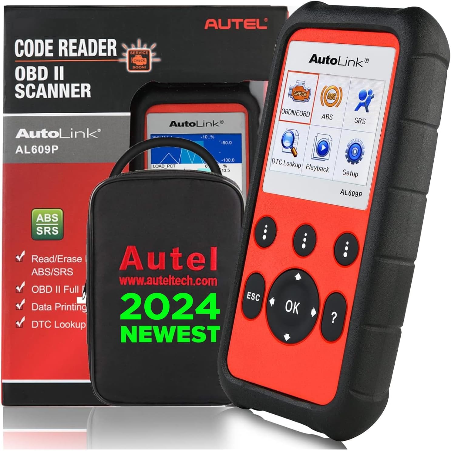 AutelAutoLink AL609P OBD2 Scanner Diagnostic Tool with ABS SRS, Turn Off Check Engine Light (MIL) & ABS/SRS Warning Light, Reset Monitors, AutoVIN, Live Data, DTC-Lookup, AL619 AL519 AL319 Upgrade
