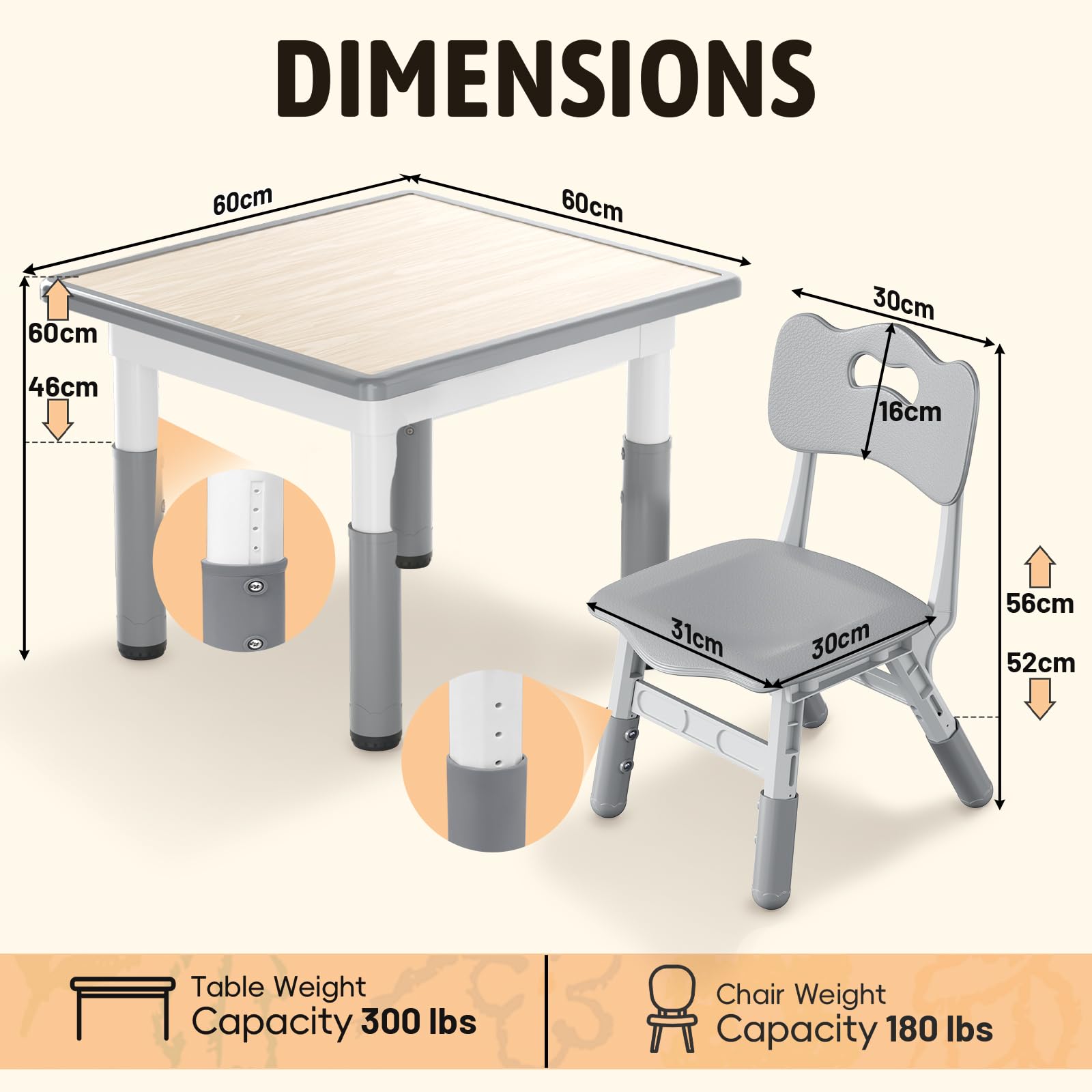 Table pour enfant avec 2 chaises, groupe de sièges pour enfants réglable en hauteur en HDPE & ABS, table de jeu multifonctionnelle pour enfants de 2 à 10 ans, ensemble table et chaise