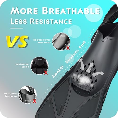 Miniatura 4 de Aletas de natación, aletas de esnórquel de tamaño de viaje, cortas, ajustables, para natación, tacón abierto, aletas de buceo, aptas para hombres,