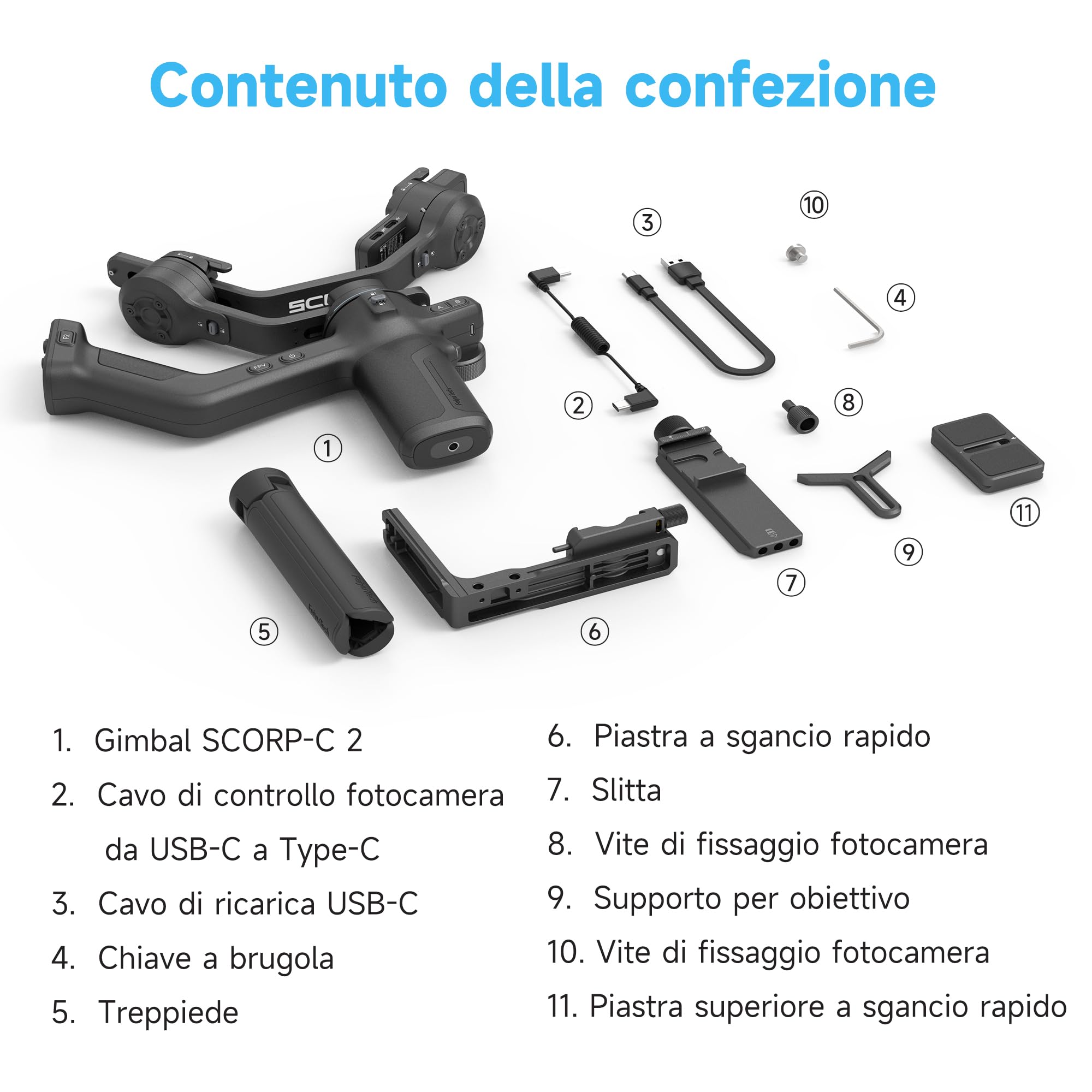 FeiyuTech SCORP-C2 [Ufficiale] Stabilizzatore Fotocamera a 3 assi con AI Tracking 4.0,Gimbal con Pannello Pulsanti,Carico Utile di 3,5kg,Riprese Verticali Native,Bilanciamento Rapido,Bluetooth Control