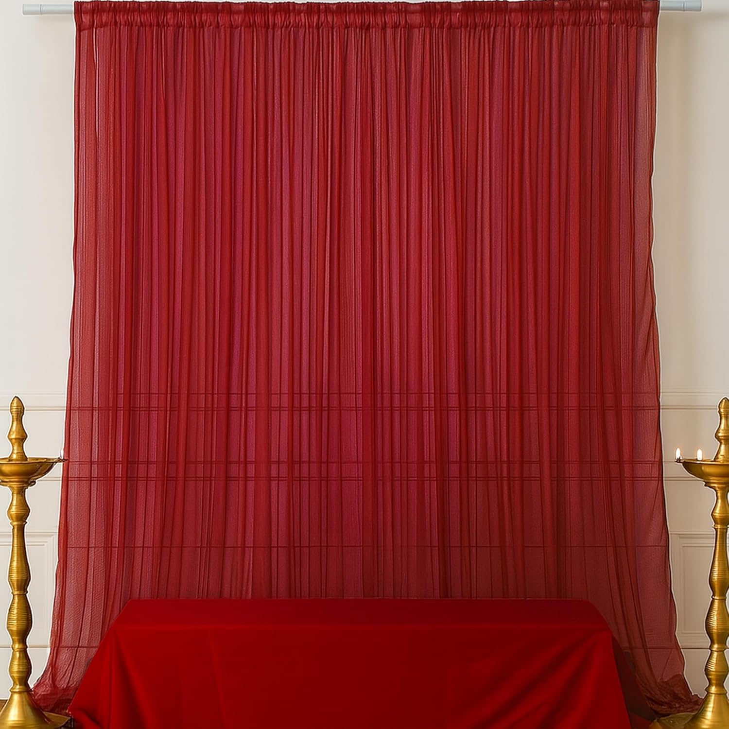 FI - FLICK IN 1 Pcs Red net Curtain Cloth for Decoration Backdrop