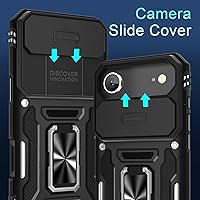 Vista 2 de DEERLAMN Funda para iPhone Air de 6.5 pulgadas con cubierta deslizante para cámara + protector de pantalla (2 paquetes), soporte de anillo giratorio