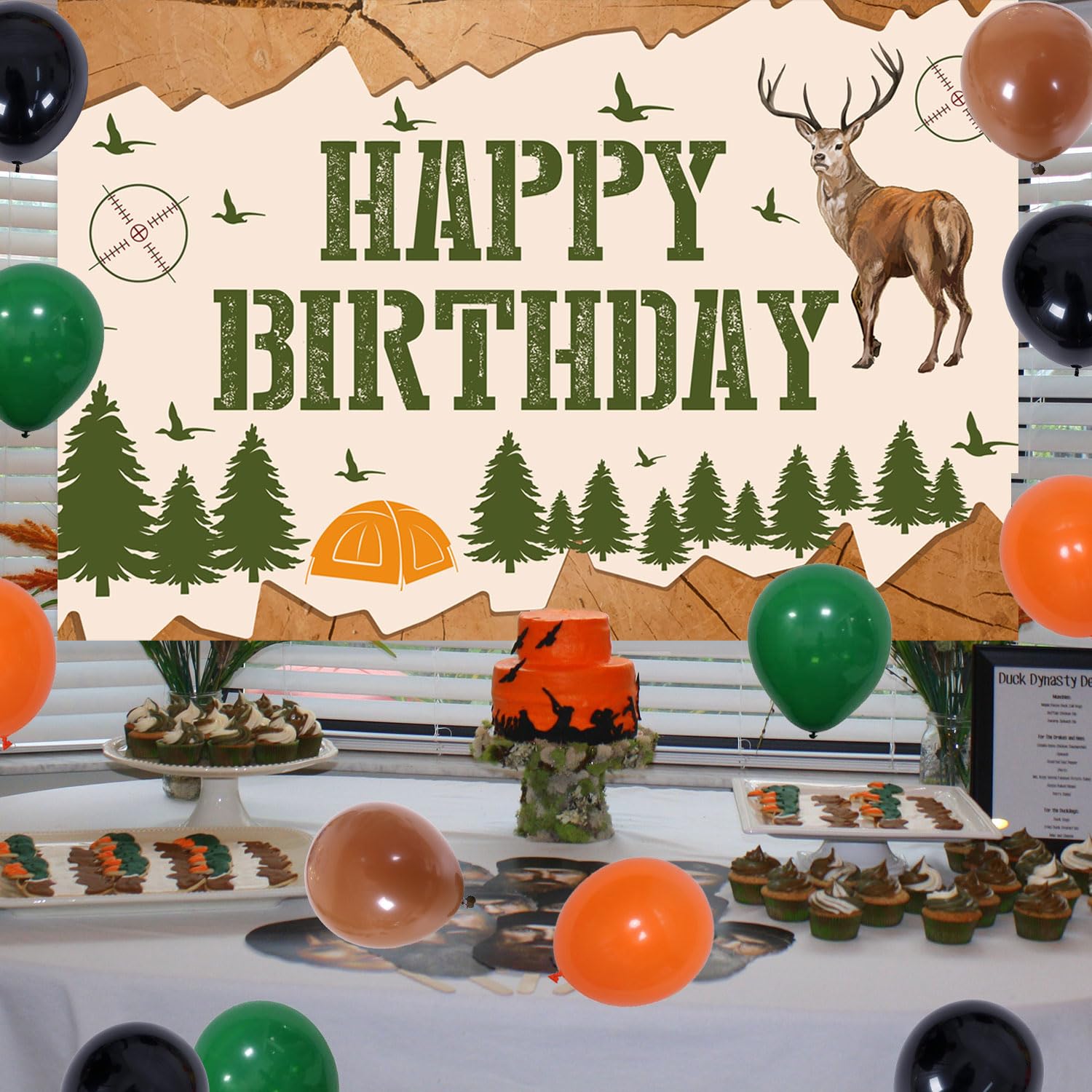 Jagd-Partyzubehör Set Für 20 Gäste – Inkl. Banner, Teller, Becher, Luftballons, Tischdecke – Für Camouflage-Geburtstagsfeier