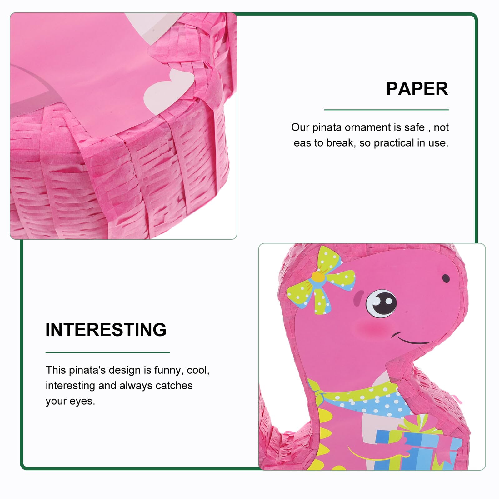 Rosa Dinosaurier Piñata aus Papier für Kindergeburtstag