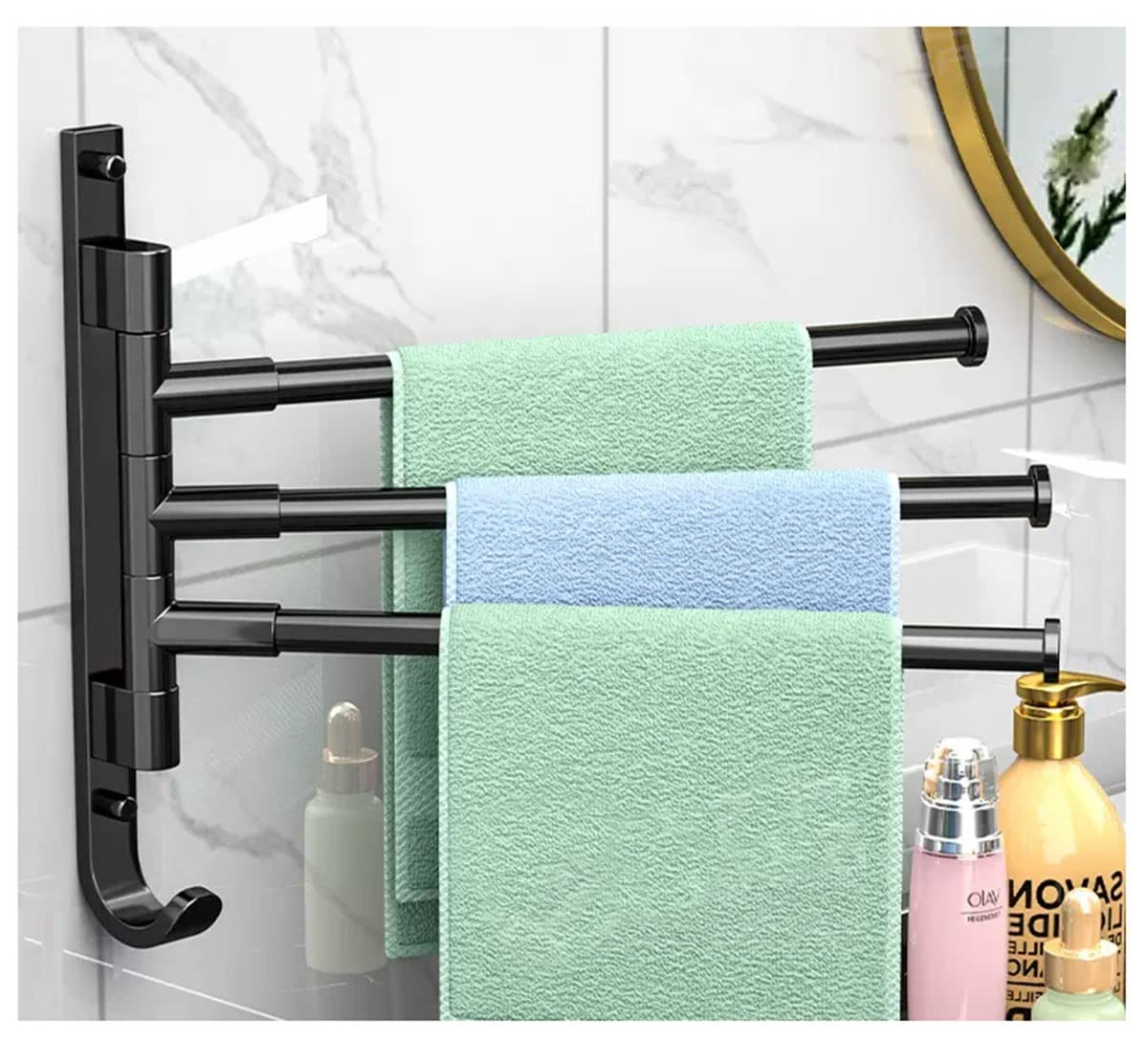 Amazon.com: SEIFE Wall Mounted Towel Rail Swivel Multi-bar Towel Rack  -Swivel Towel Bar Rod Rail Holder, Wall Mounted Sus304 Stainless Steel for  Bathroom Bedroom Living Room Bathroom Shelves (Color : Black-A, S :