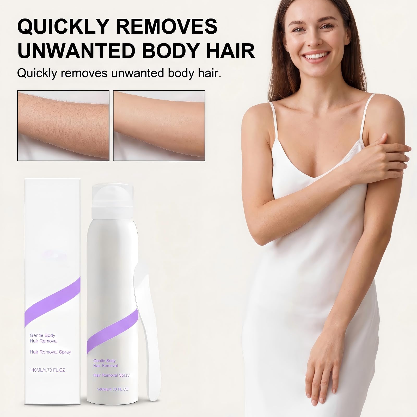 Crema spray depilatoria, delicata e impeccabile, con spatola, veloce ed efficace per la pelle liscia, ideale per donne e uomini con pelle sensibile. (1 pezzo)