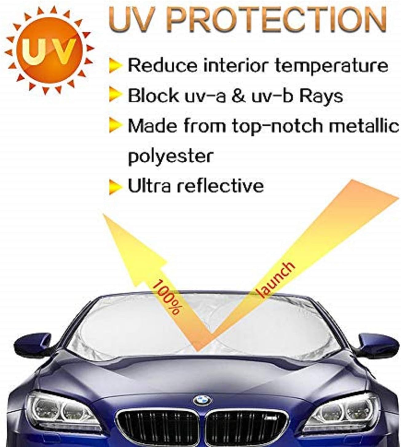 Car Windshield Fits All Cars Sun Shade, Blocks UV Rays, MAVRS Genuine Sun Visor Protector, Sunshade Keeps Your Vehicle Cool and Damage Free, Easy to Use, Fits Windshields of Various Sizes (1)