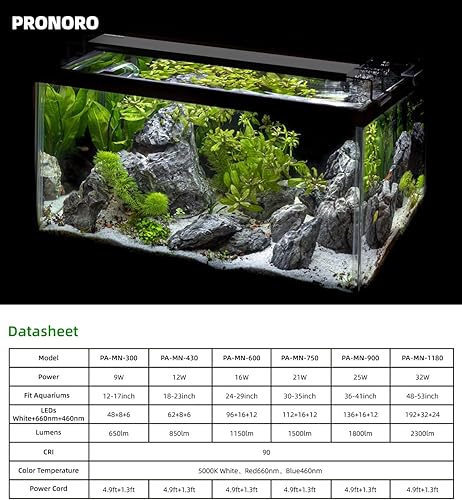 Miniatura 6 de Luz de acuario, luces LED de espectro completo para acuario de agua dulce, modo de luz diurnaluz de luna y regulable continuo, luz de tanque de
