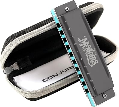 CONJURER Harmonica for Adults 10 Hole Diatonic Deluxe A Key Memoirs Harmonica for Beginners Professionals Phosphor Bronze Reeds Brass Mouth Organ with Case