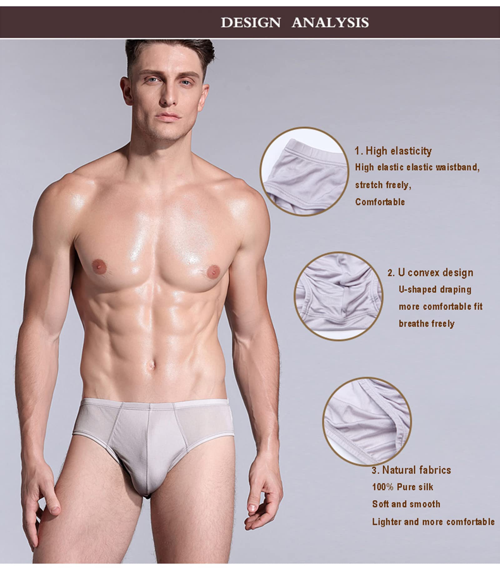 CYGE Ropa Interior De Seda De Morera 100% para Hombre Calzoncillos De Tiro Bajo Calzoncillos Clásicos De Satén Bragas
