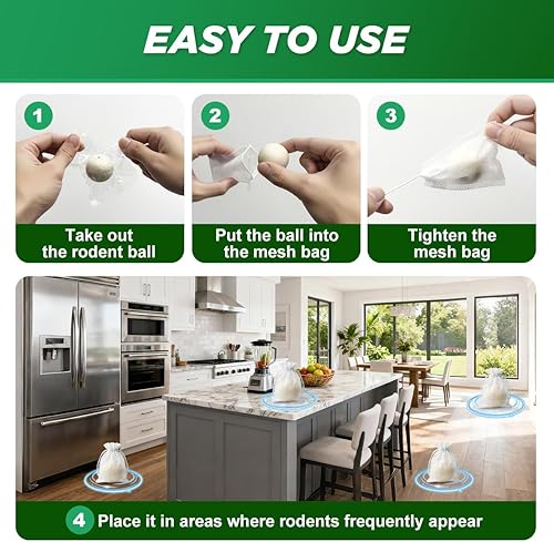 Miniatura 4 de Paquete de 12 bolas de aceite de menta para ratones, disuasorio de roedores, bolsas naturales de control de plagas para cucarachas, arañas y plagas,