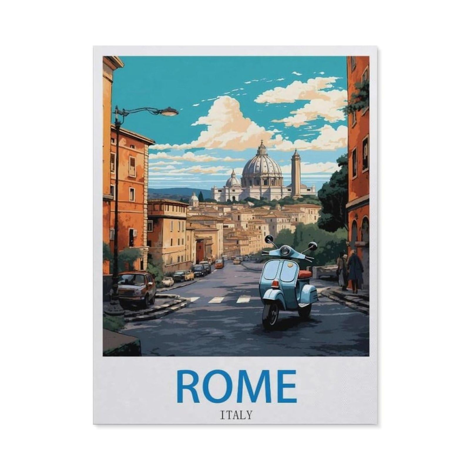 Metal Tin Sign，Rome Italy，Tin Sign Vintage Rustic Decor Cave Coffee Shop Bar Bedroom Home Wall Decor Nostalgic Tin Sign(15x30cm）6x12 inch-EE33