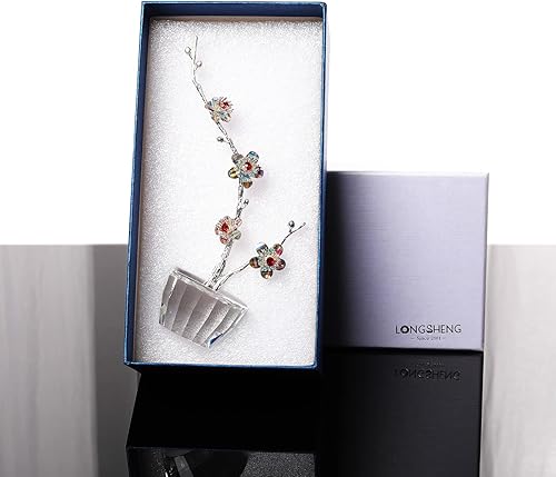 Miniatura 6 de Colorida figura de flor de ciruelo de cristal, florero de cristal para boda, aniversario, esposa, regalos románticos para siempre, día de San