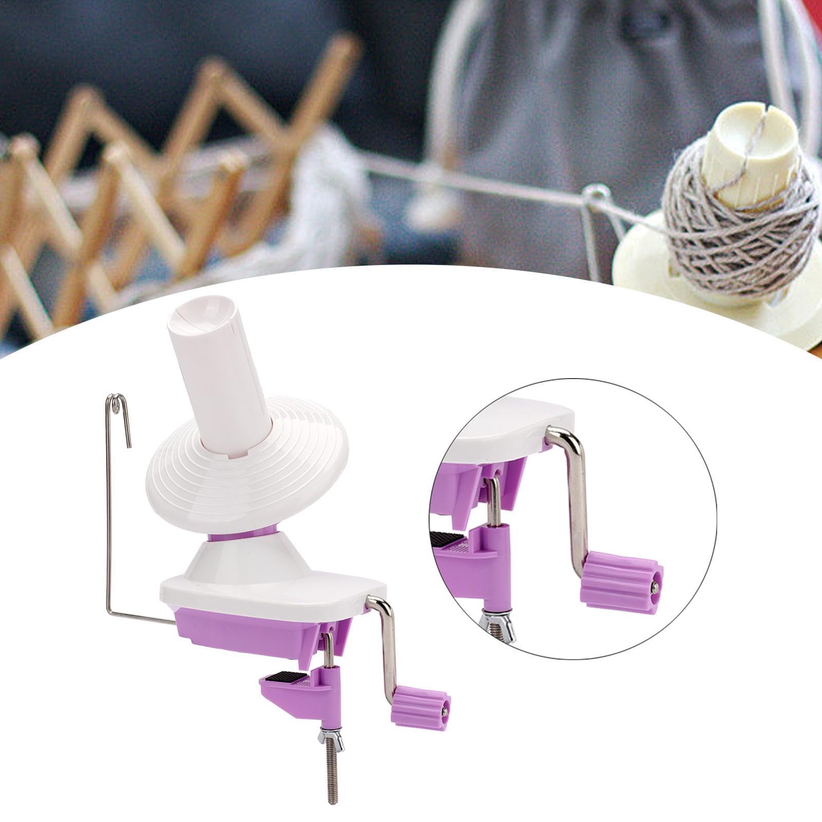 Bobinadora de Hilo de Lana, Soporte para Ovillos de Lana, Bobinadora de Hilo Manual Portátil para El Hogar, Práctica para Hilos de Madeja, Fibras de C, PÚrpura, Individual