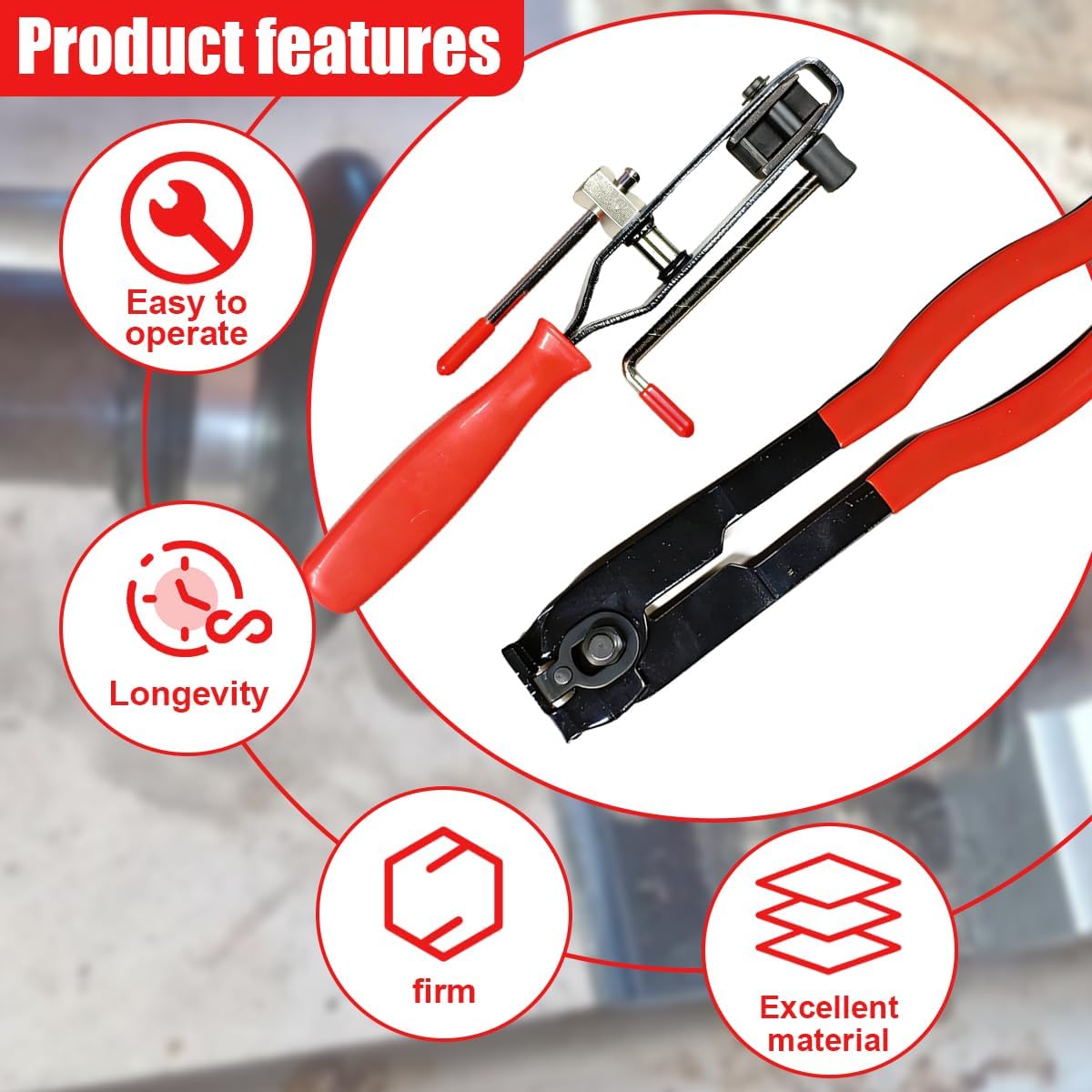 2PCS Car CV Boot Clamp Pliers, Automotive Joint Banding Tool with Cutter, CV Axle Boot Clamp Plier, Portable Vehicle Repair Tool Set for Most Cars, ATVs, UTVs (Red)