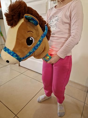 Milaget Bâton d'Équitation Jeu d'Imitation Poteau en Bois pour Enfants 3 Ans+ Cadeau Noir avec Roues