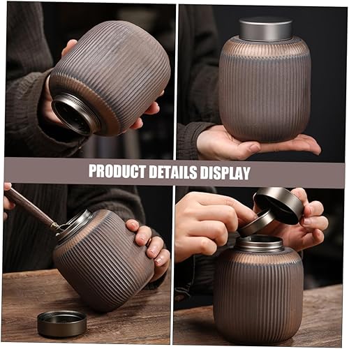 Miniatura 9 de Tarro de té sellado, diseño vintage para hojas sueltas y almacenamiento de alimentos secos, recipiente hermético para uso doméstico y cafetería,