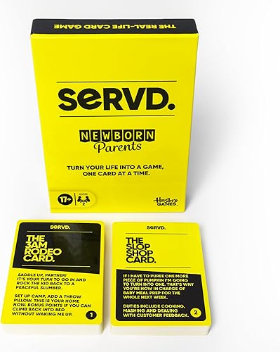 Miniatura 9 de Hasbro SERVD - Juego de edición para padres recién nacidos, divertido juego de cartas para parejas de la vida real para bebés y nuevos padres,