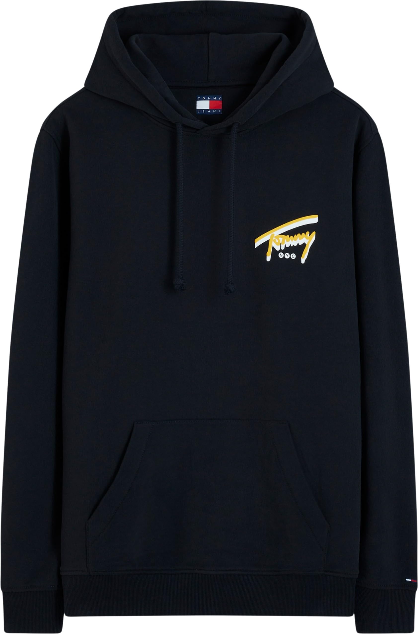 Tommy Jeans Men Sweatshirts TJM REG NYC Signature Hoodie EXTDM0DM23583 Black (Black), XS