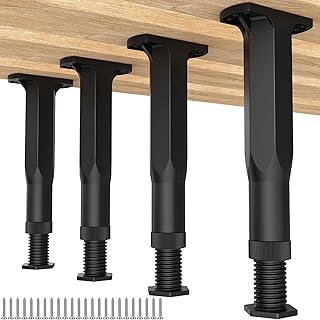 4 PCS Adjustable Bed Frame Support Legs (8.3"-14.5") - Heavy Duty Plastic Furniture Support Feet with Wide Base, Center Slat Reinforcement Leg, Furniture Replacement Parts for Bed/Sofa/Dresser/Table