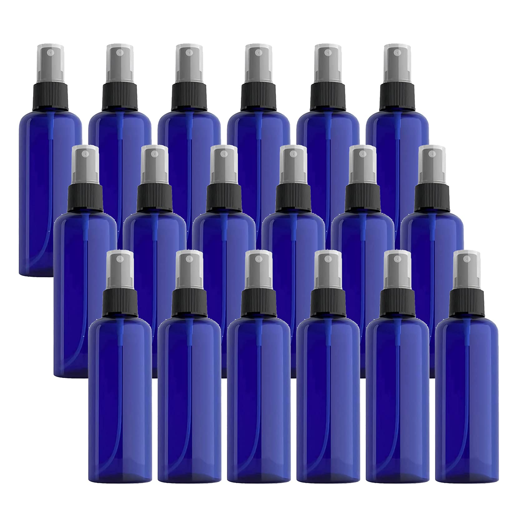 96 Stück Leer Kunststoff 100ml Blau Sprühflasche Klein mit Schwarze Feinen Nebel Sprühpumpe, Zerstäuber Pumpflasche Parfumzerstäuber Reiseflaschen Set für Wasser Alkohol