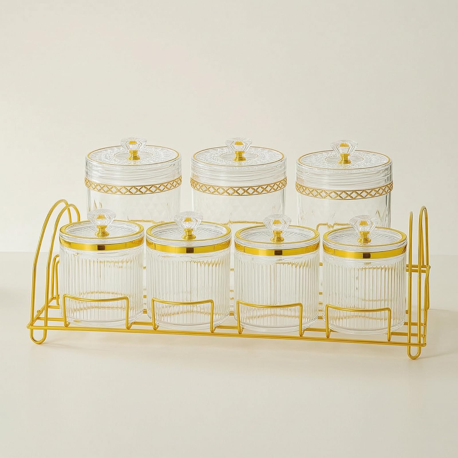 Tarros Herméticos con Estan Ahorran Espacio Plástico con Organizador Recipiens Tapa Hermética para Encimera, Cocina, Amber, Plum Blossom