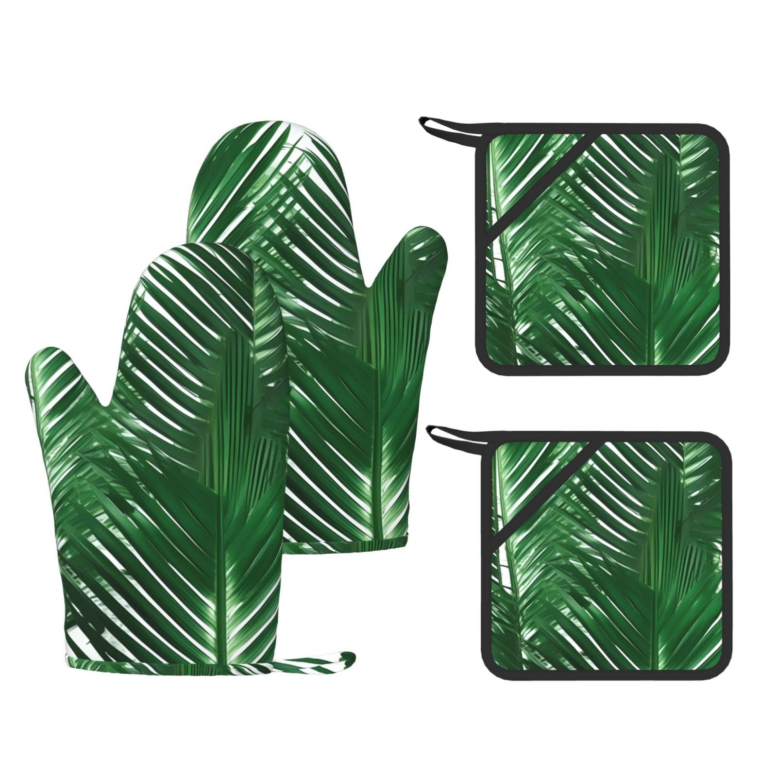 Gants résistants à la chaleur palmier vert pour cuisine four et plats chauds