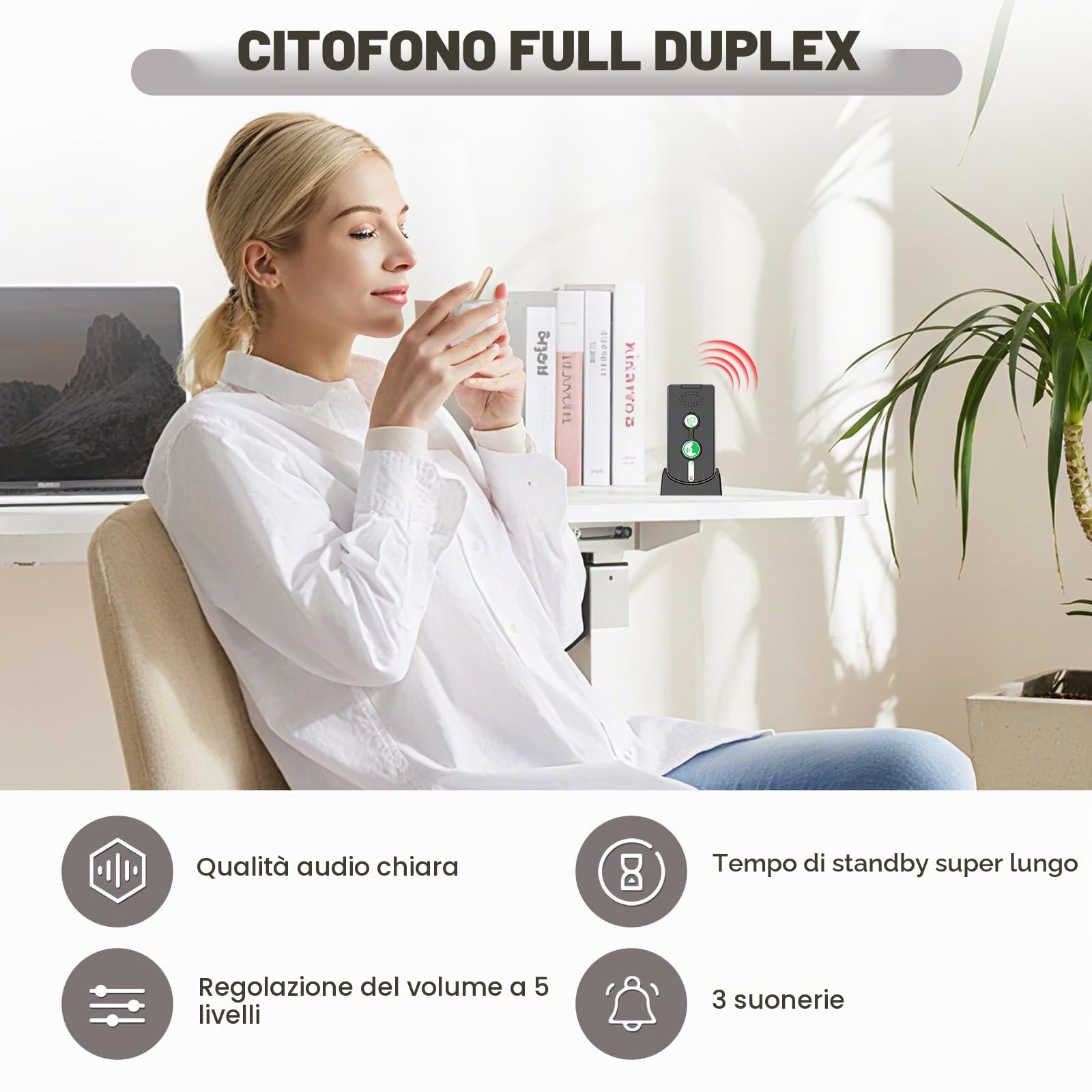 Interfono, sistema di interfono a 2 vie, sistema di intercom wireless per la casa, 500M SOS allarme senza fili, interfono di emergenza per anziani, comunicazione in tempo reale tra stanze – Confezione