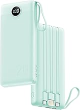 VRURC Batterie Externe 20000mAh Power Bank USB C 20W avec câbles et LED Display Batterie Portable 4 Sorties Compatible avec iPhone, Huawei, Samsung Téléphone Tablet (Vert)