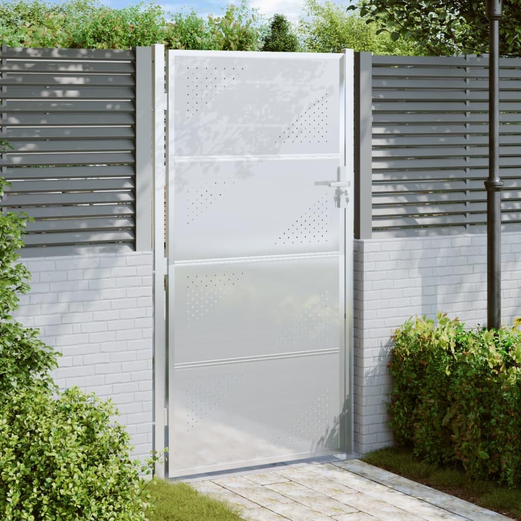 Cancello Per Recinzione In Acciaio Verniciato – Grigio, 100x200 Cm, Design Moderno, Per Giardino, Terrazza, Esterno