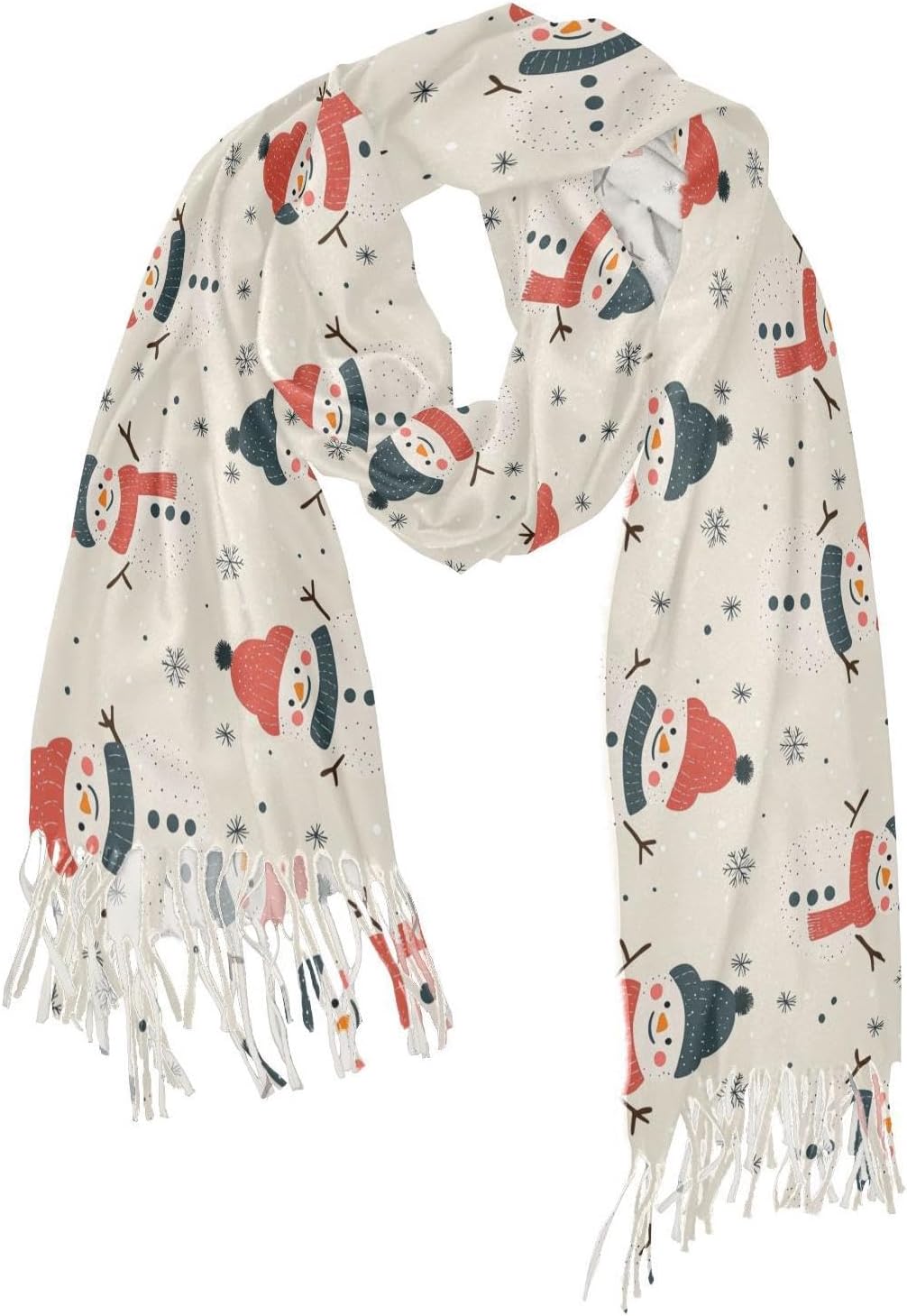 Winter Scarf for Women Farmhouse Snowman Snowflake Fashion Tassel Shawl Wraps for Women, Cold Weather Warm Womens Scarves Soft Long Scarf Gifts
