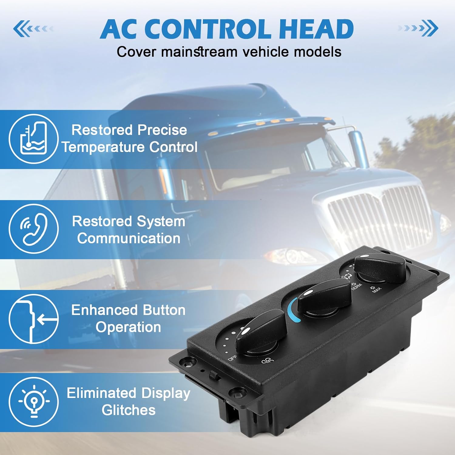 3827580C1 AC Heater Control Unit Panel Switch for Late 2011-2020 International Navistar Truck Replaces 3827580C1 850-7468 938-1508 T7164