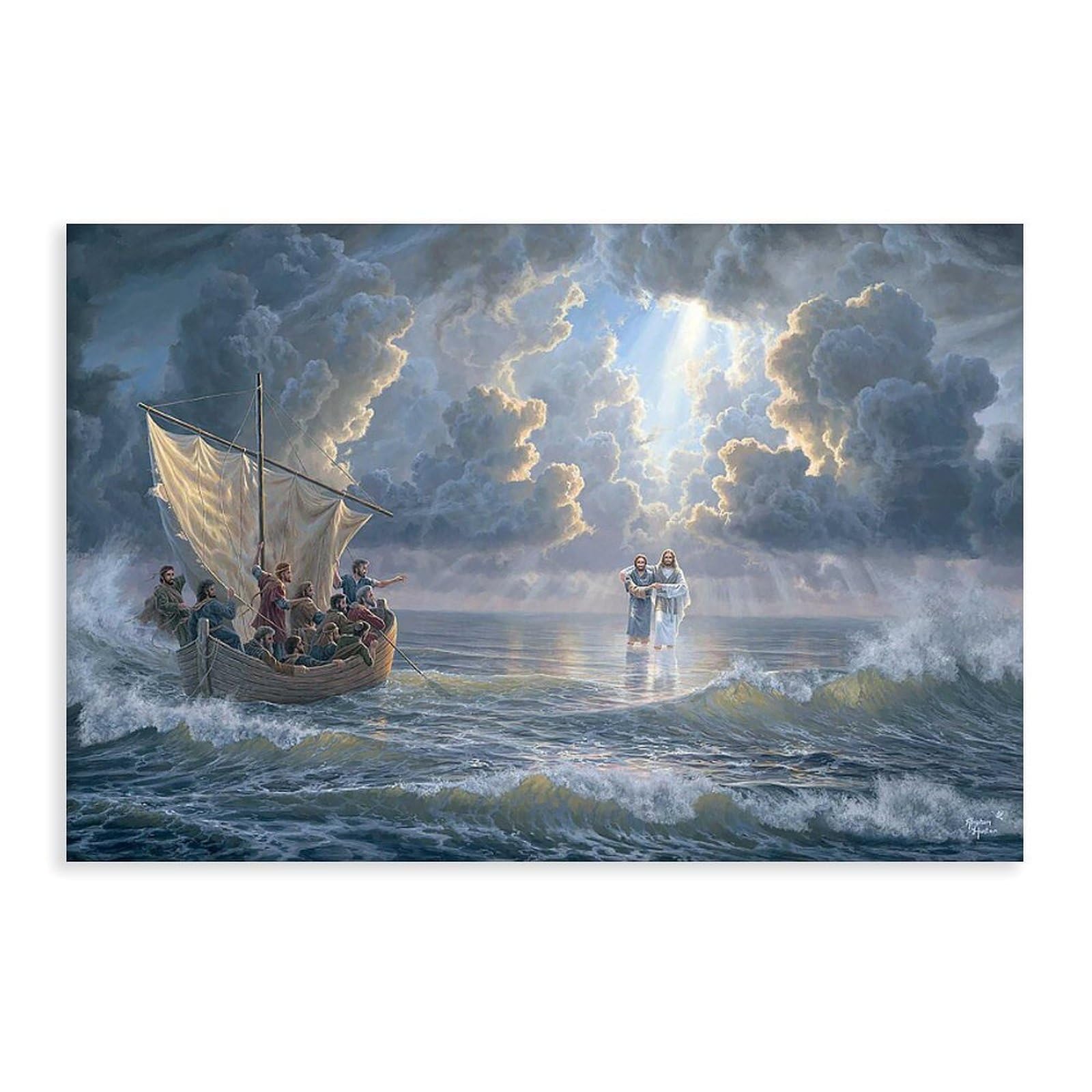 Jesus Walking On Water Poster, Jesus Christ Wall Art, Christian Canvas, Room Decor 20x30inch(50x75cm)