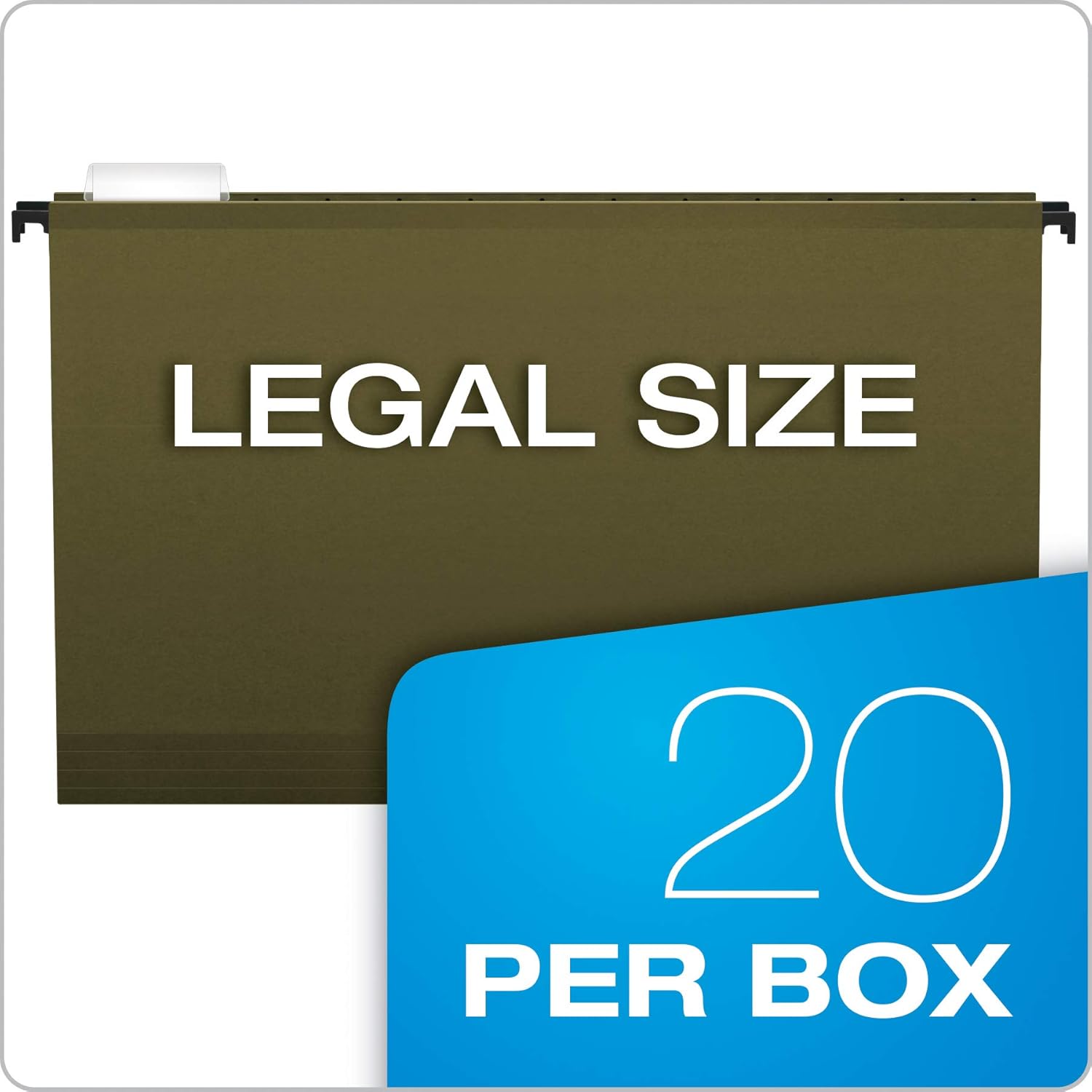 Pendaflex SureHook Reinforced Extra Capacity Hanging Folders, Legal Size, Standard Green, 1/5 Cut, 20/BX (6153x2)