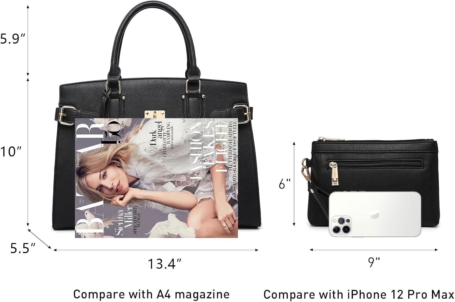 Women Handbags and Purses Fashion Satchel Work Tote Bags Top Handle Shoulder Purses with Matching Wristlet - Image 3