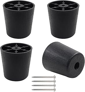 2 Inch Plastic Furniture Legs Set of 4, Black Screw in Legs Round Tapered Sofa Legs, Couch Feet Replacement Legs for Furniture, Table, Ottoman