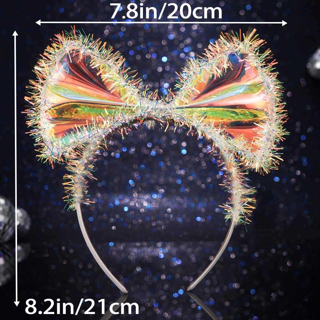 Christmas Headband for Women Glitter Big Bow Crown Headbands Nightclub Rave Headpiece Birthday Party Hair Accessories image 5