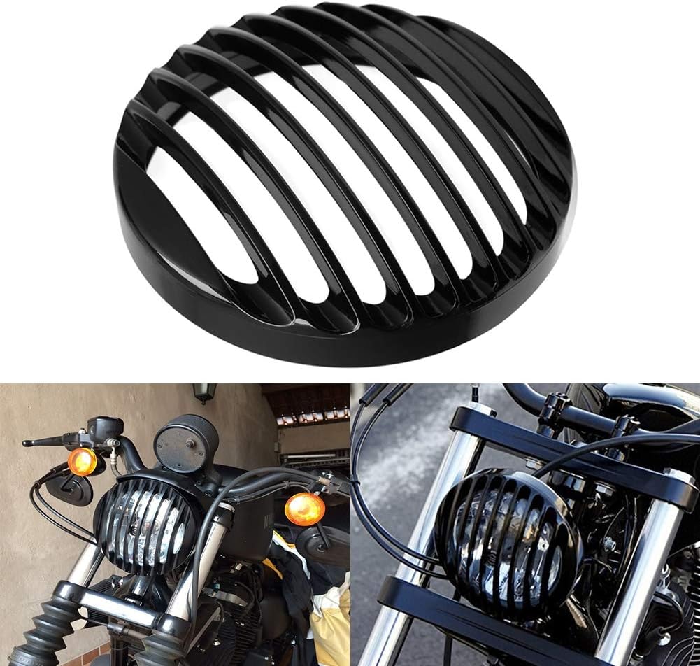 5 3/4" Black CNC Headlight Grill Cover for Harley Davidson Sportster XL 883 1200 2004-2014 2013 2012