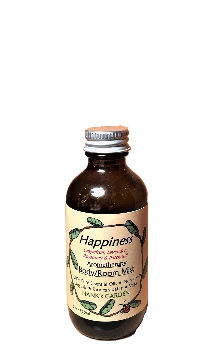 HAPPINESS Aromatherapy Body Room Mist Spray - Lavender, Grapefruit, Rosemary, Patchouli - 100% Pure Essential Oils, Vegan, Organic, Non GMO (8 oz)