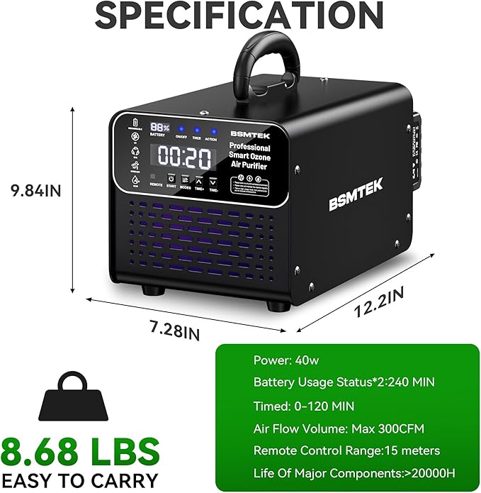 Generador de Ozono Inalámbrico 1000000 mg/h con Batería 5000mAh miniatura 3
